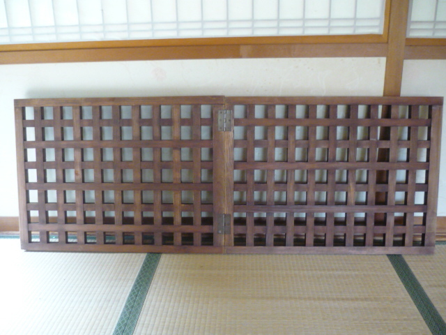 昭和レトロ 帳場格子2つ折り ついたて 格子 古道具 古民家 帳場格子