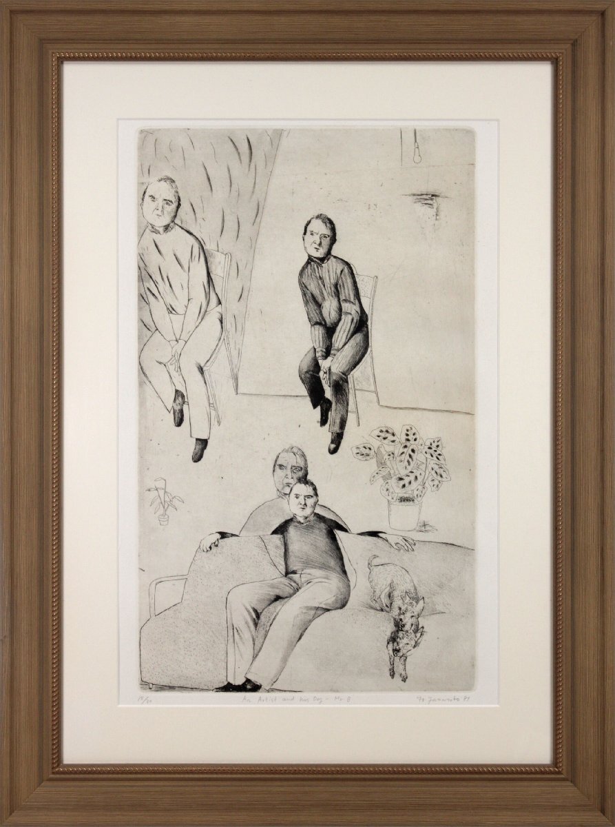 山本容子 版画 女性と犬の静物 99/100 山本容子さん | 京都市立