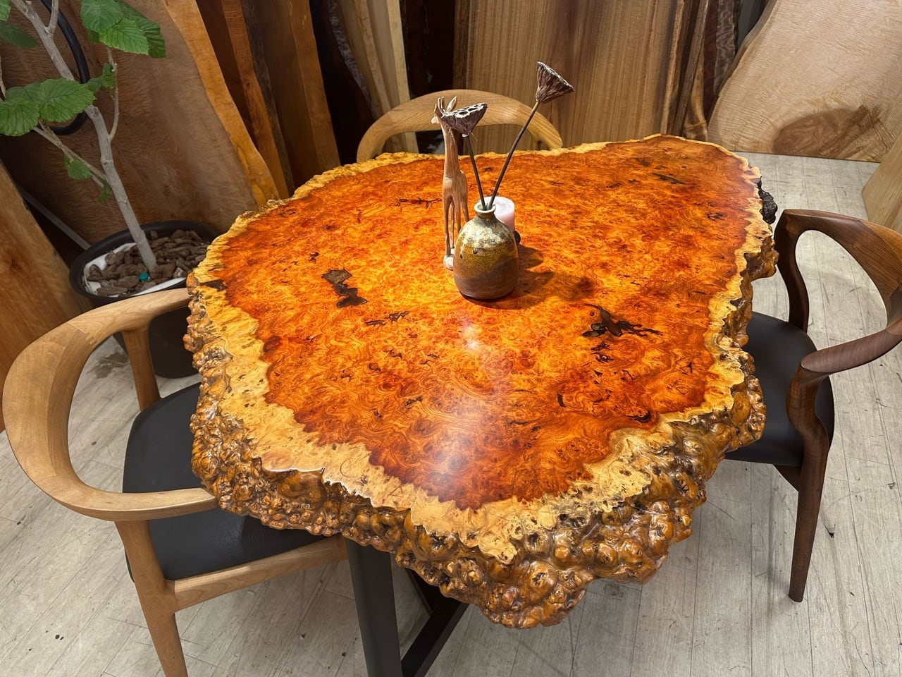 希少材】花梨（カリン）一枚板 座卓 / ローテーブル 無垢 木目 2025年