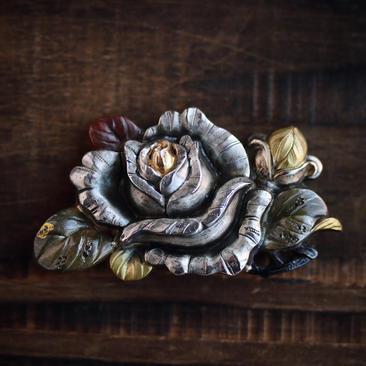 アンティーク 【希少】帯留め 18金 家紋 輪違い 明治 大正時代 刻印 K18