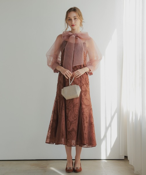 ボウタイボレロセットドレス結婚式同窓会お呼ばれワンピース