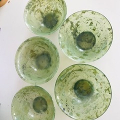 玉杯 緑玉 盃 中国美術 天然石 皿 茶碗 5枚 茶道具 茶器