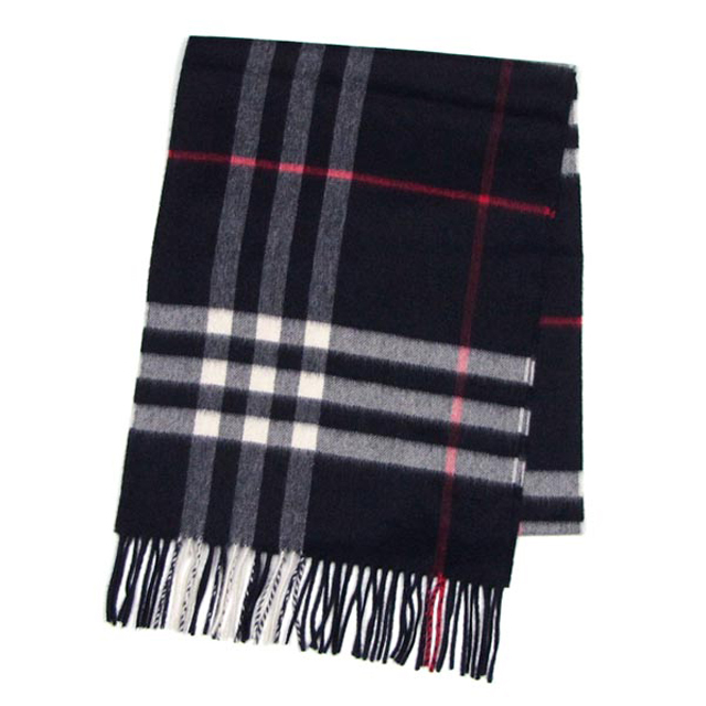 バーバリー BURBERRY マフラー ネイビー チェック カシミア レディース