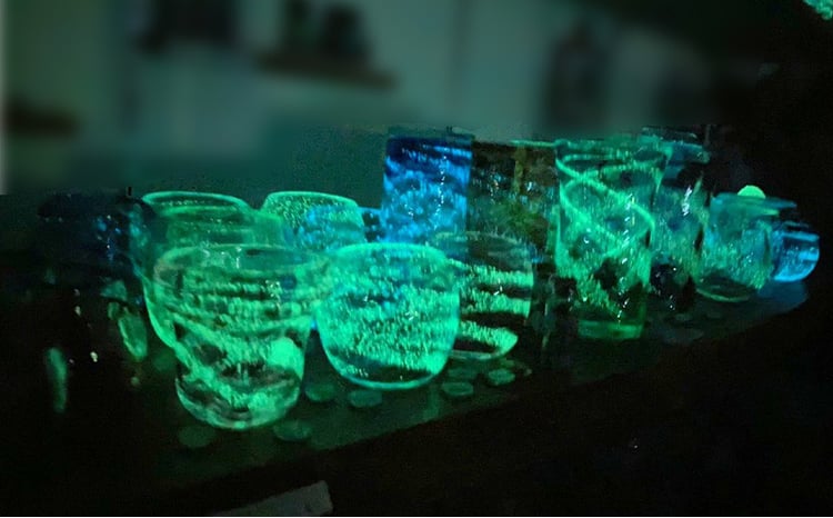 琉球ガラス ロンググラス2点セット（蓄光石入り）【琉球ガラス工房