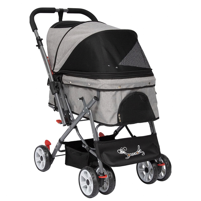 Doogo ペットカート 黒 メッシュカバー付き ペットカート 耐荷重20