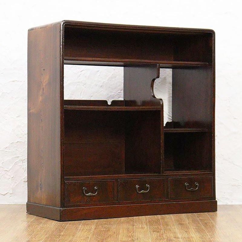 赤*こ様 木製 棚 和風 レトロ アンティーク キャビネット 茶棚 戸棚