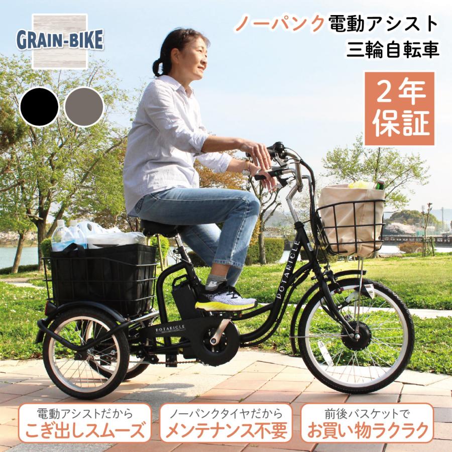 ポタリクル 三輪車 大人用 電動アシスト自転車 3輪 ノーパンクタイヤ