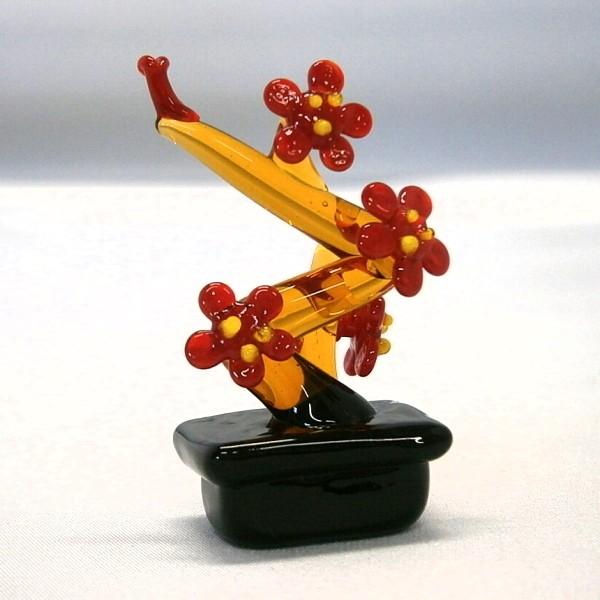 ガラス細工 お正月飾り ミニチュア 雑貨 置物【ミニ盆栽・梅