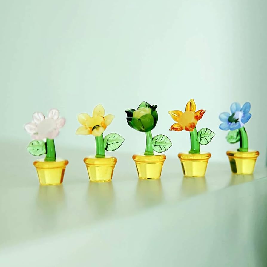 ガラス細工手作り牡丹の盆栽仕立て置物 ガラス細工手作り牡丹の盆栽