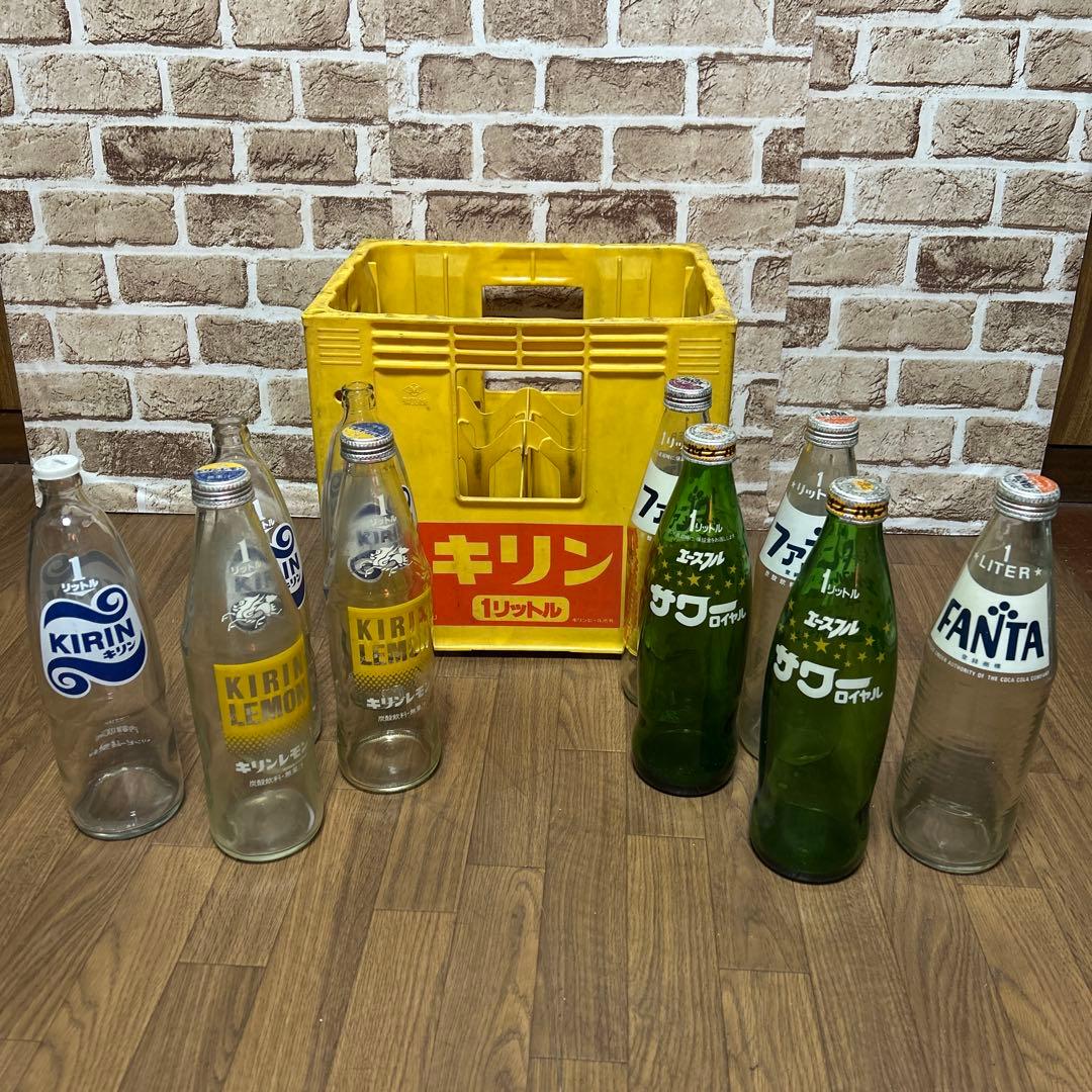 【昭和レトロ】1リットル　空瓶・キリンコンテナケース　ファンタ キリンレモン m26585715962_1.jpg?1740186282